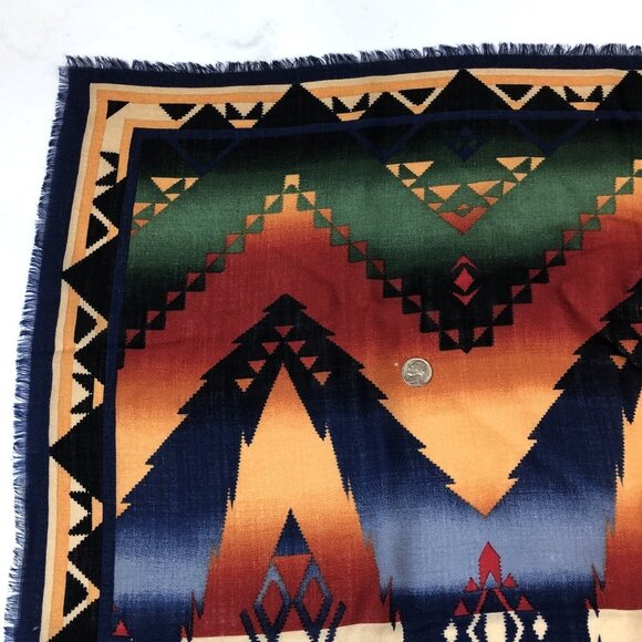 Vintage Ralph Lauren Wool Aztec Southwest Native Print Square Scarf Japan - Picture 5 of 13